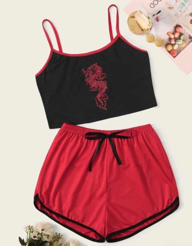 Dragon Print Cami Pajama Set