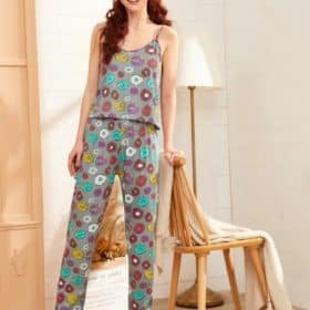 Donuts Print PJ Set & Eye Cover