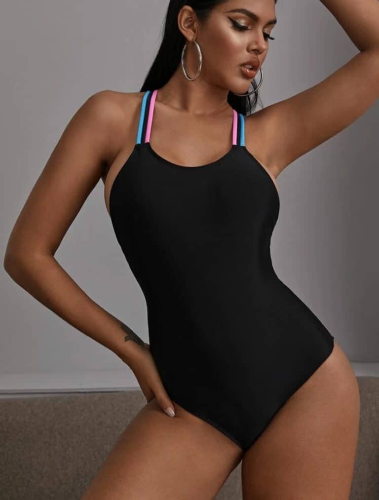 Color block Strap One Piece Swimsuit