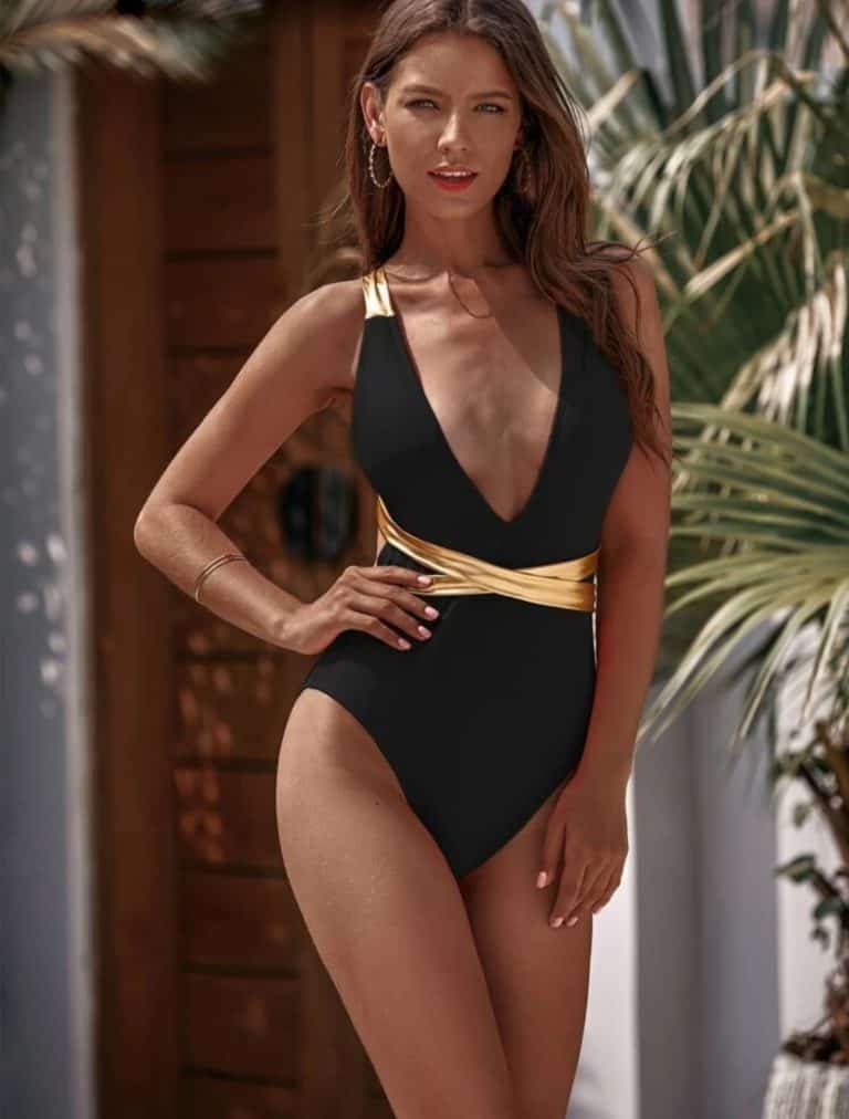 Self Tie Backless One Piece Swimsuit