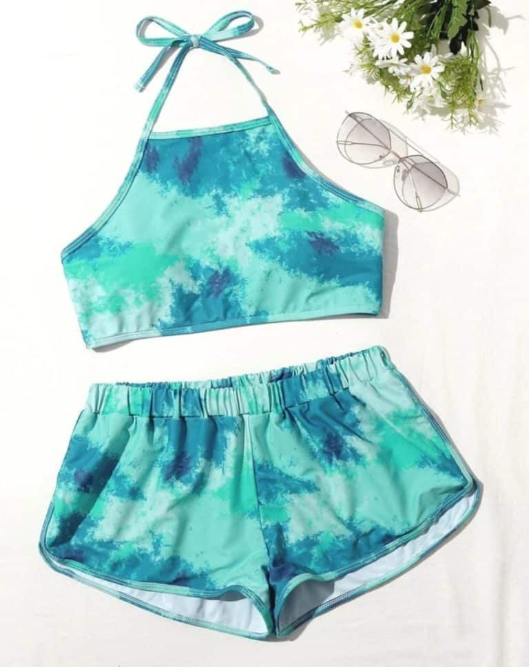 Tie Dye Halter Shorts Bikini Swimsuit