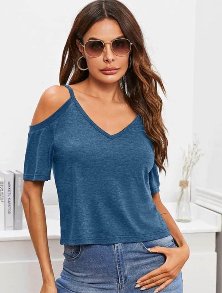 Solid Cut Out Shoulder Tee