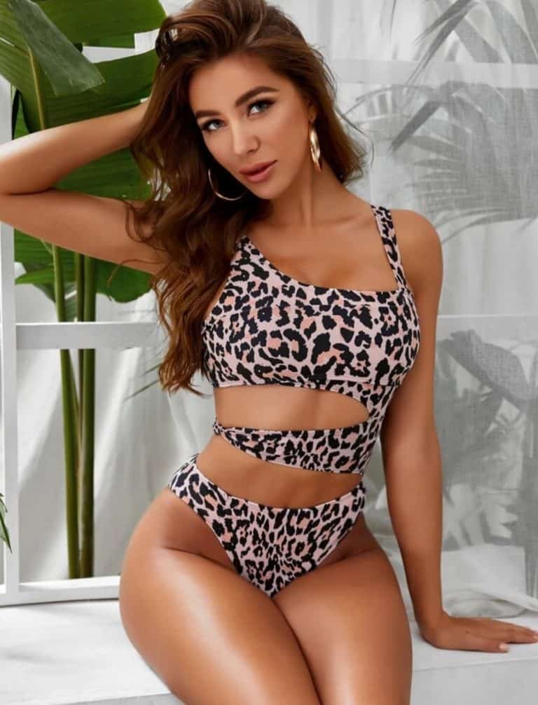 Leopard Cut-out One Piece Swimsuit