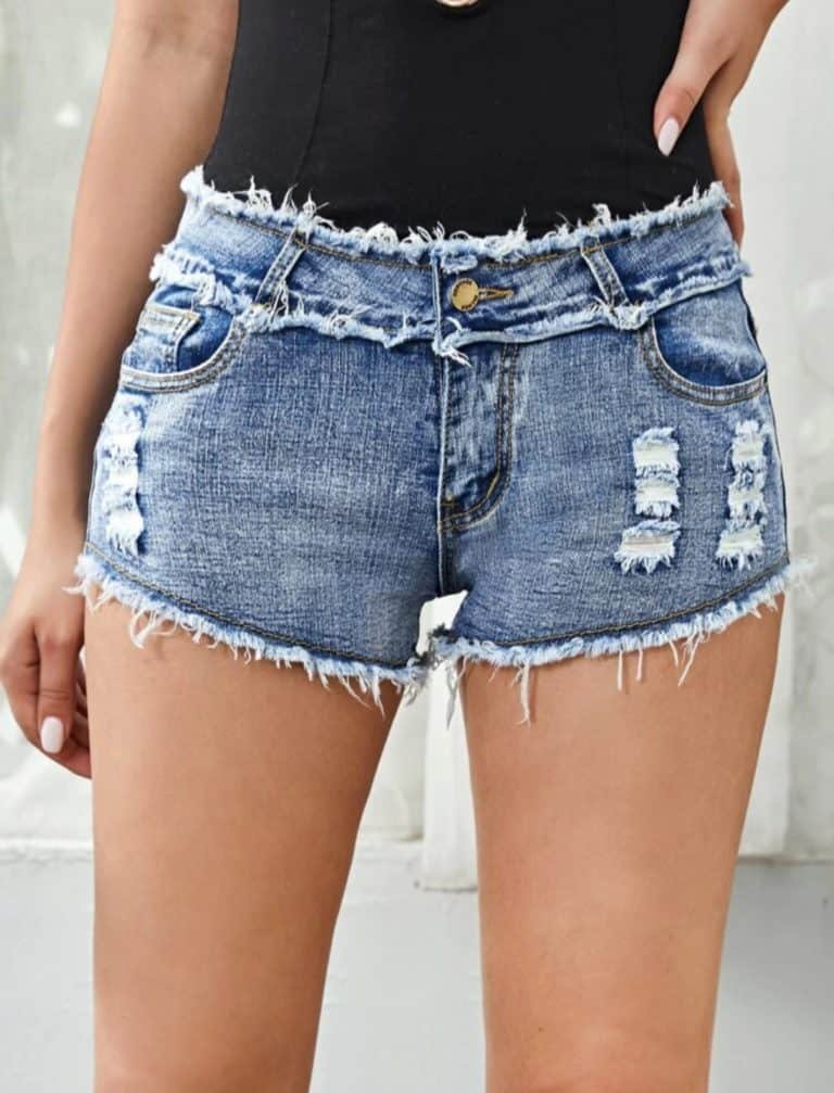 Raw Edge Mini Denim Shorts