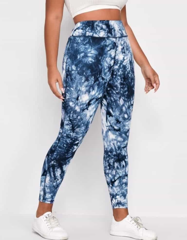 Plus Wide Waistband Stitch Detail Tie Dye Leggings