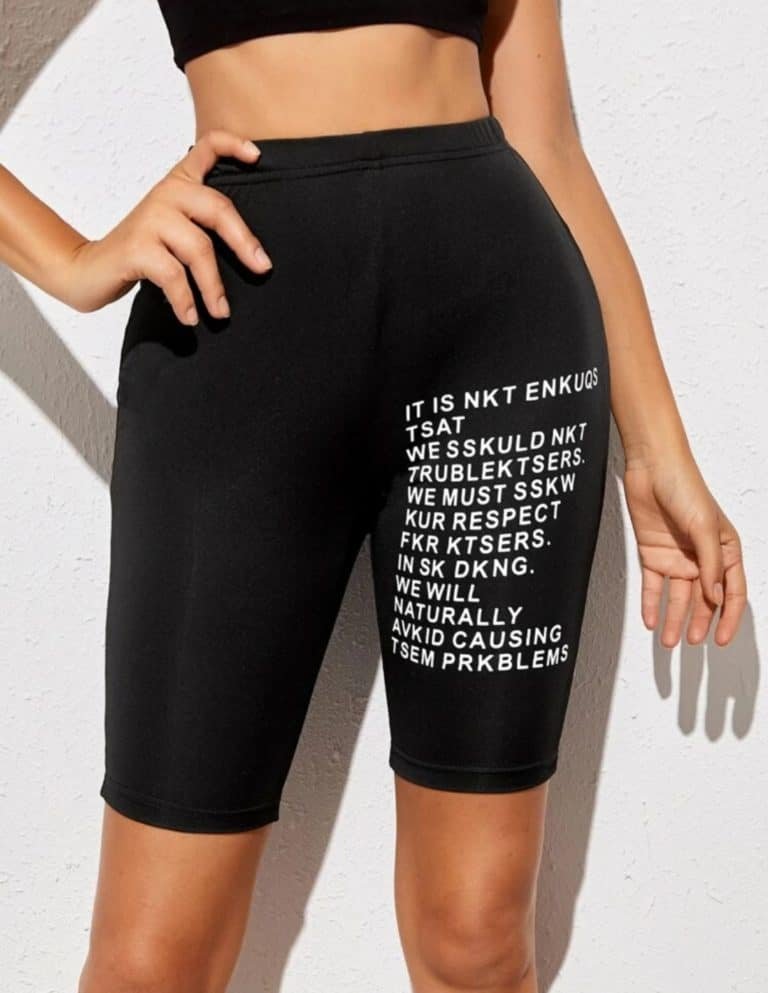 Slogan Graphic Elastic Waist Biker Shorts