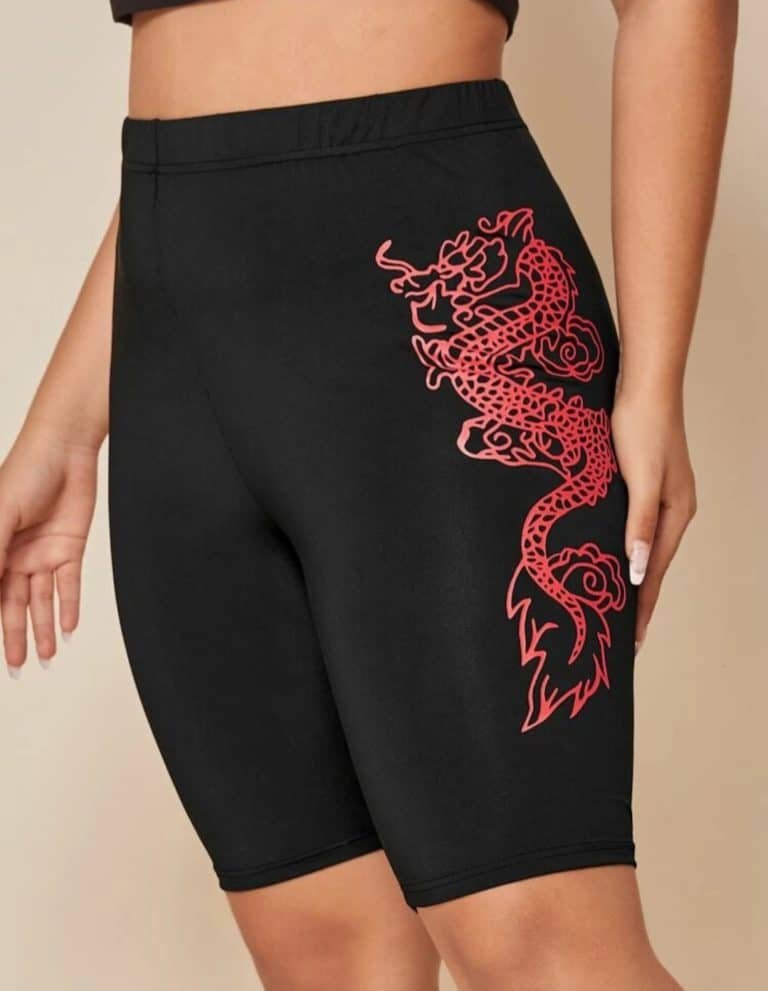 Plus Dragon Graphic High-Rise Biker Shorts