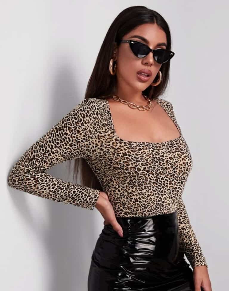 Scoop Neck Leopard Tee Bodysuit