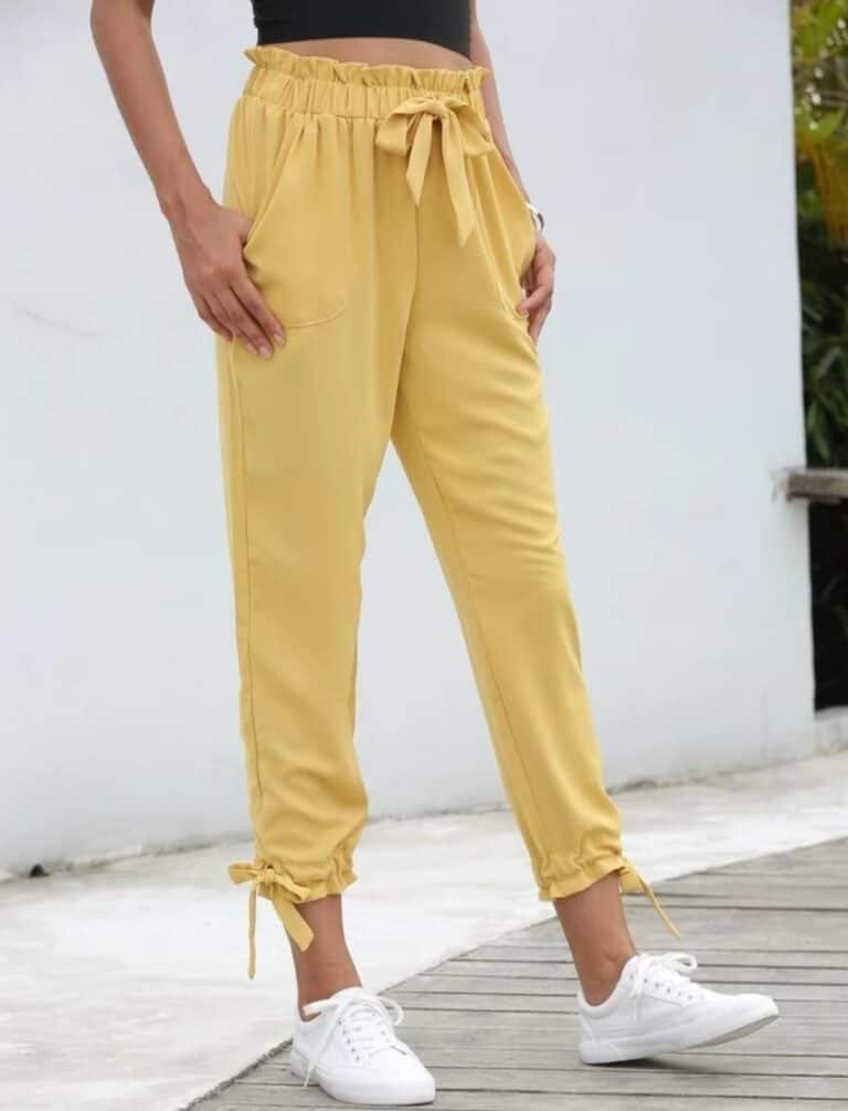 Paperbag Waist Drawstring Hem Carrot Pants