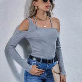 Asymmetrical Neck Solid Tee