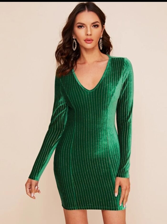 SHEIN V-neck Velvet Glitter Dress