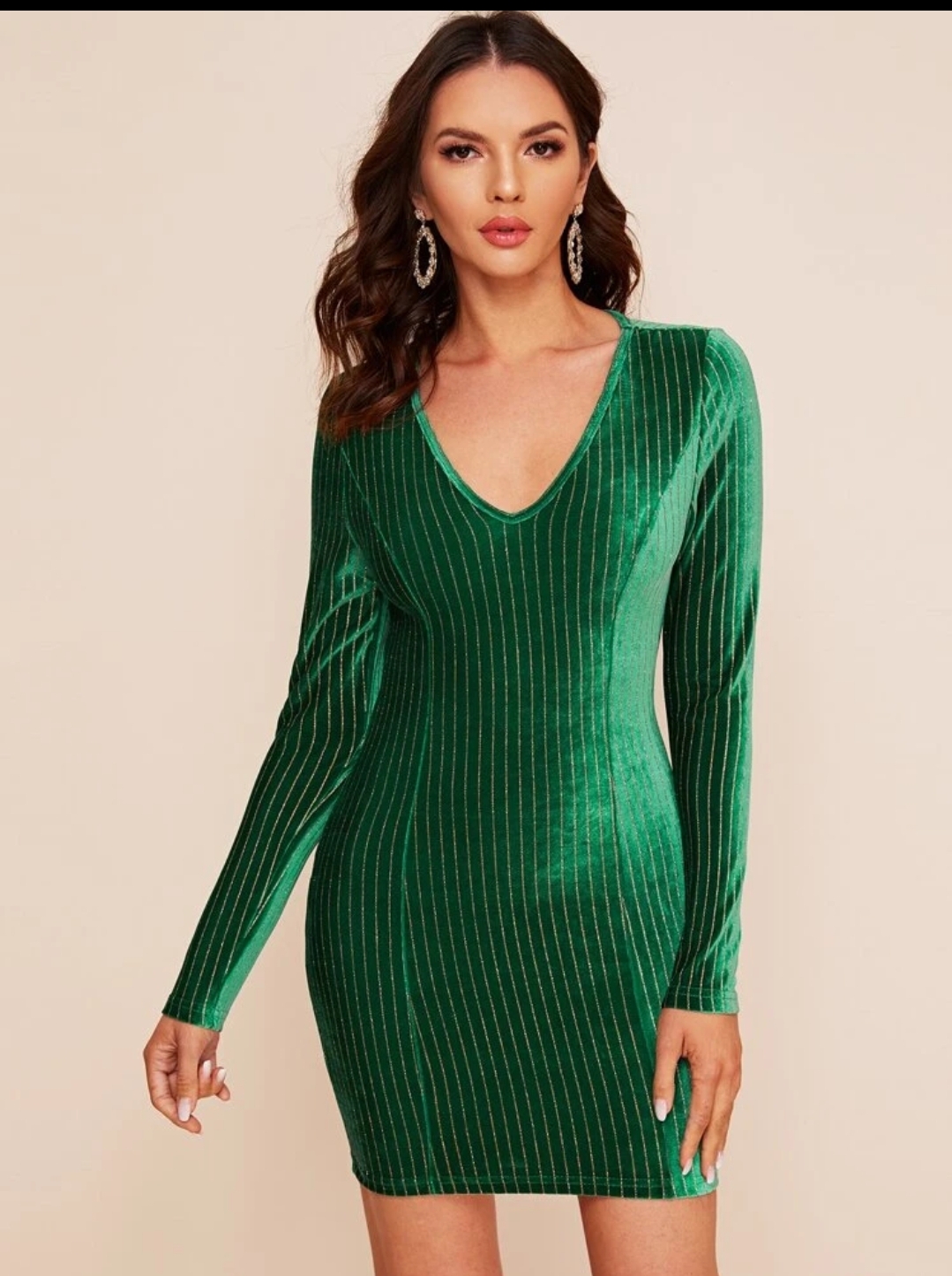 SHEIN V-neck Velvet Glitter Dress ⋆ Women's Store