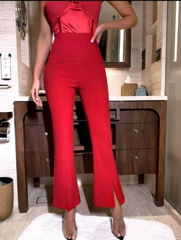 Wideband Waist Split Flare Leg Pants