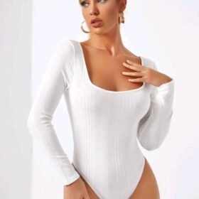 SHEIN Solid Form Fitted Bodysuit