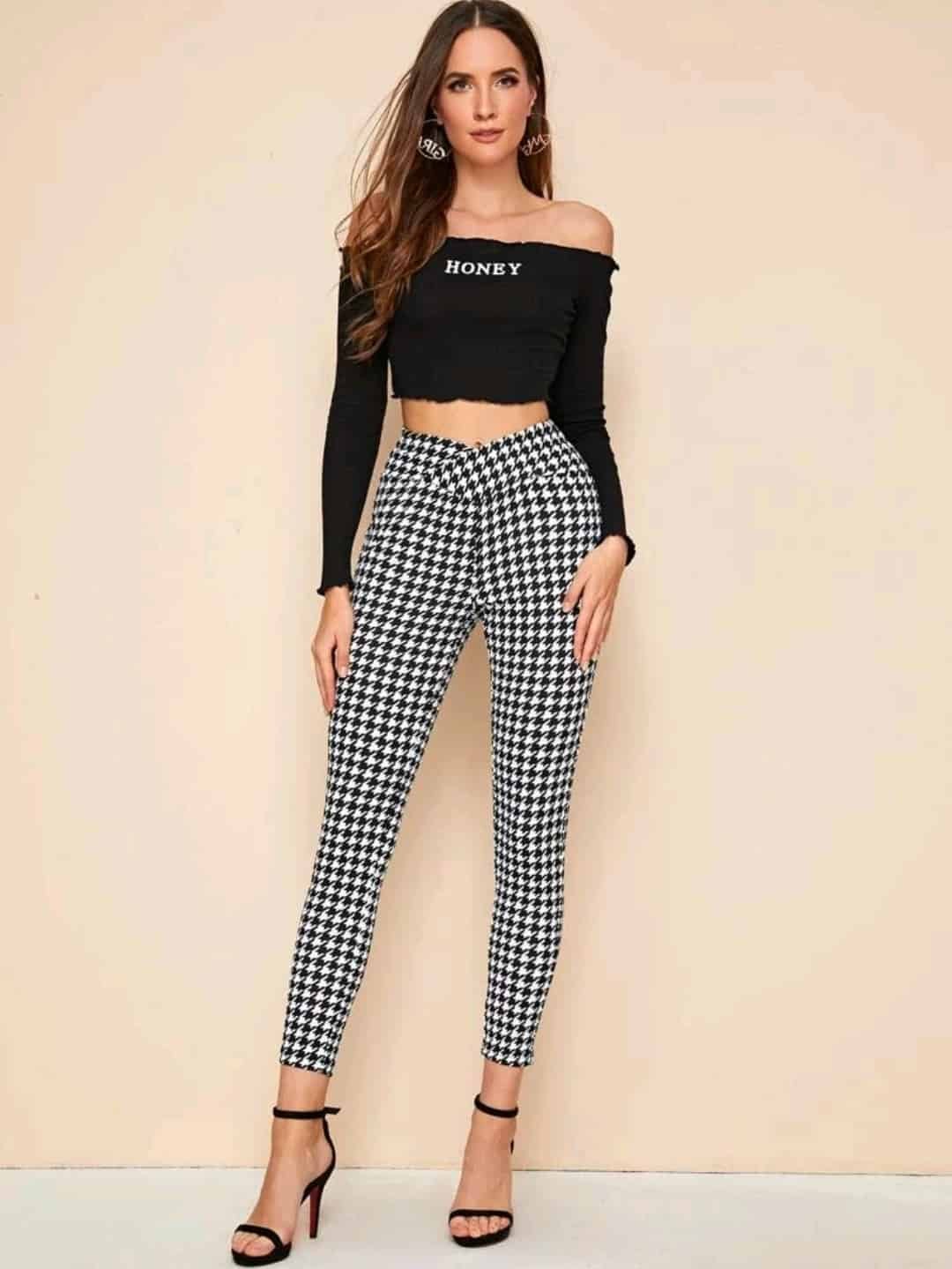 SHEIN Houndstooth High-Rise Skinny Pants - Image 3