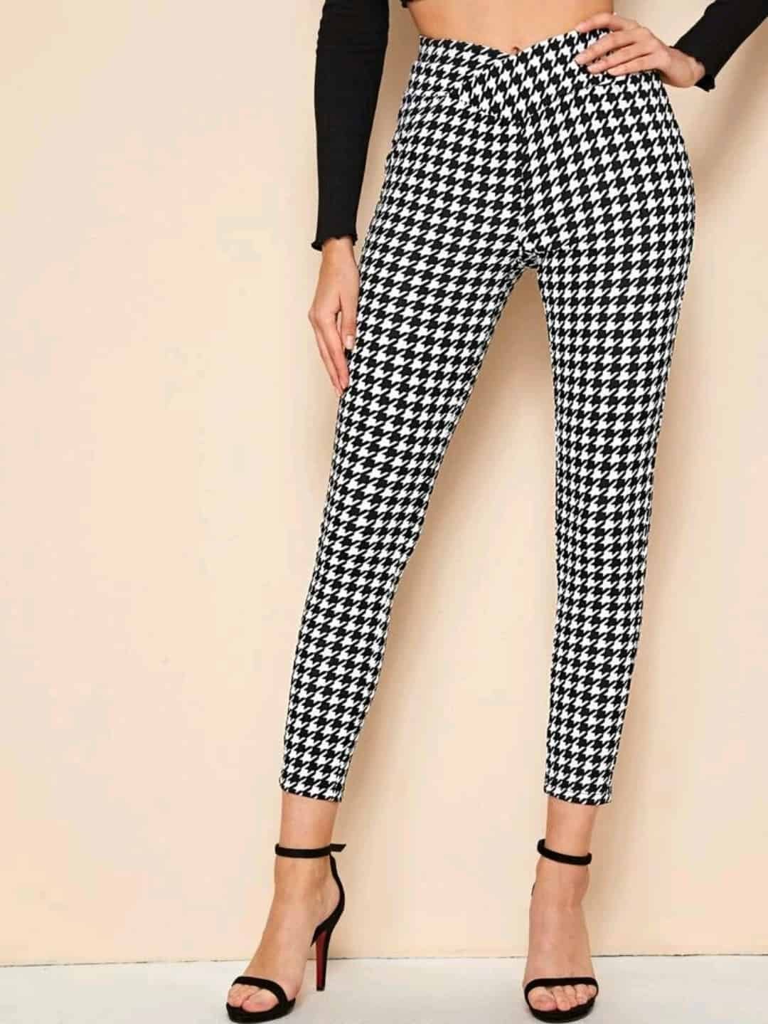 SHEIN Houndstooth High-Rise Skinny Pants - Image 2