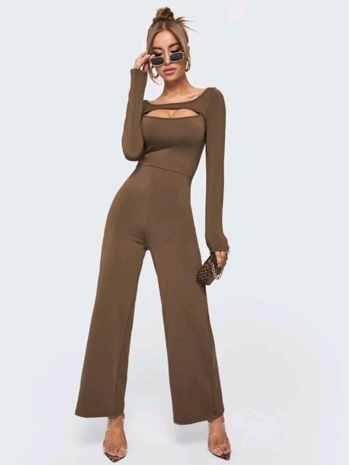 Cut Out Front Wide Leg Jumpsuit