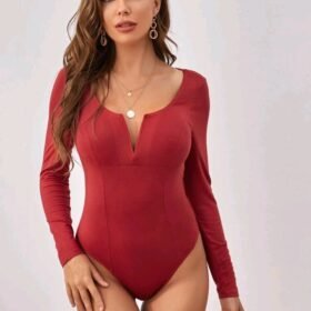 SHEIN V-bar Fitted Solid Bodysuit