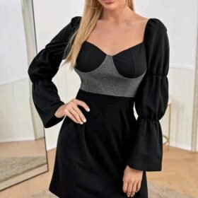 Sweetheart Neck Puff Sleeve Bustier Dress