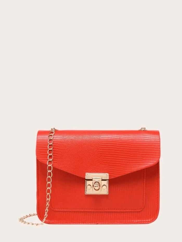 Lizard Embossed Chain Bag