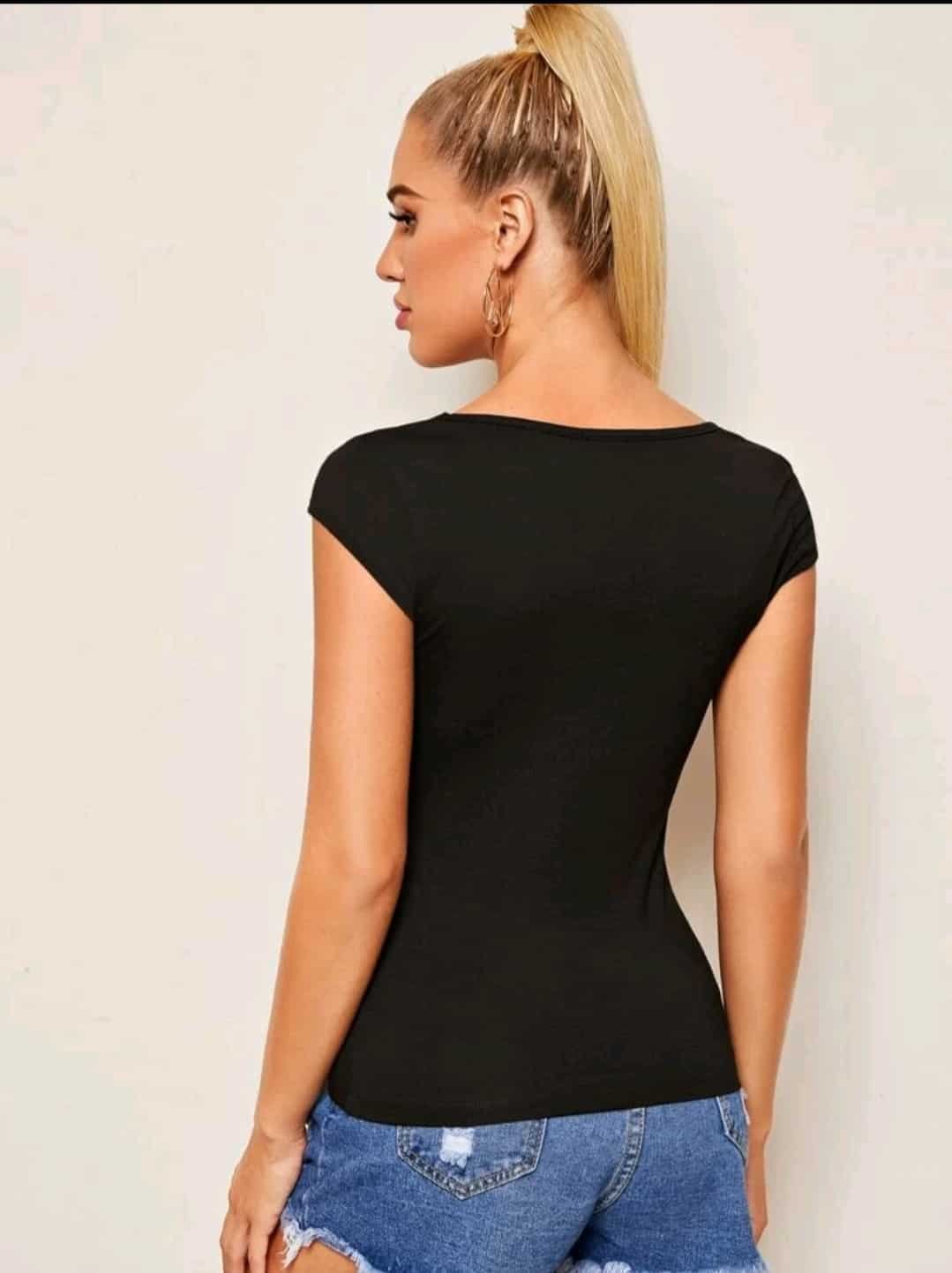 SHEIN Square Neck Solid Slim Tee - Image 4