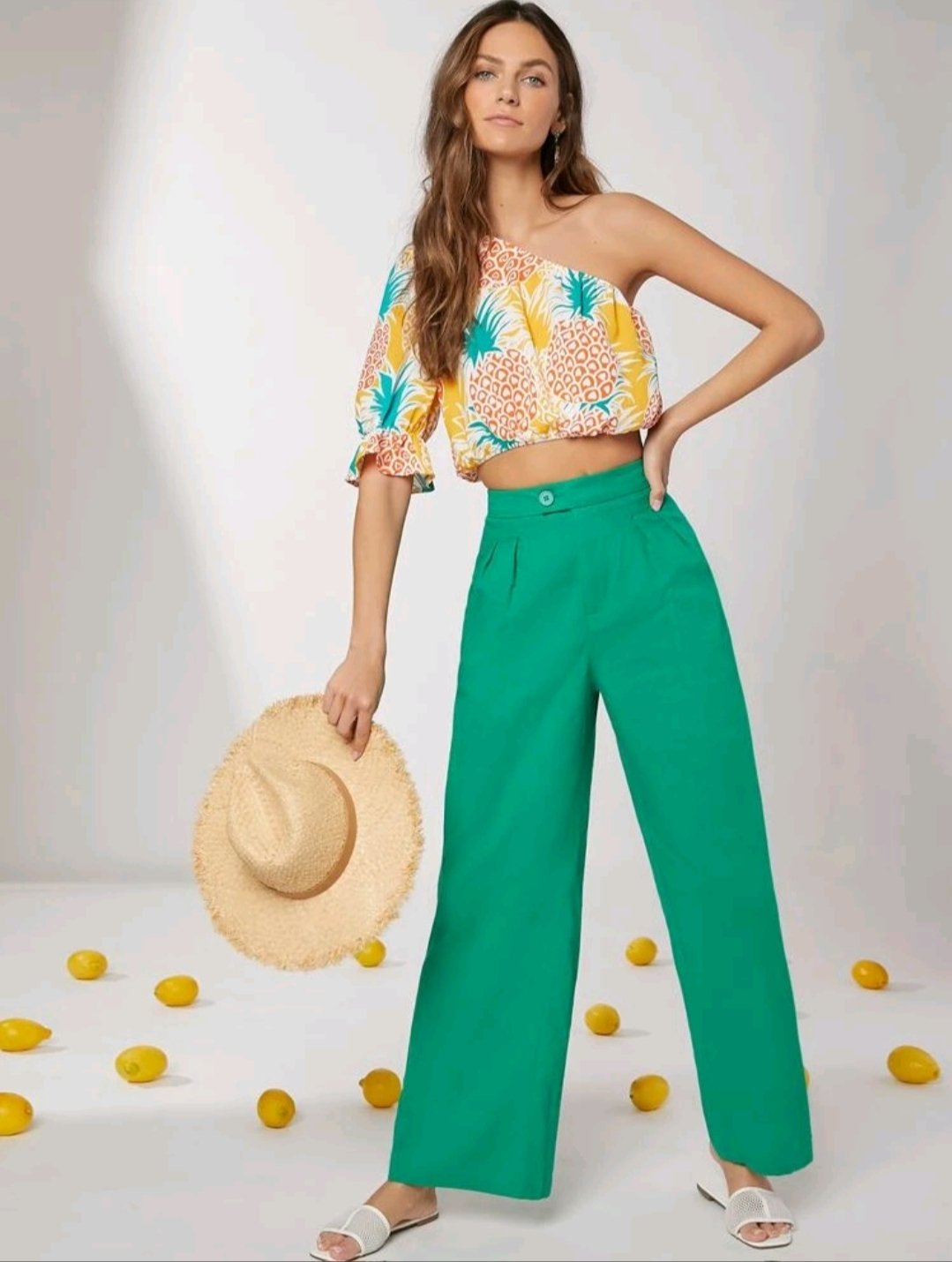 SHEIN Pineapple Print One Shoulder Top - Image 3