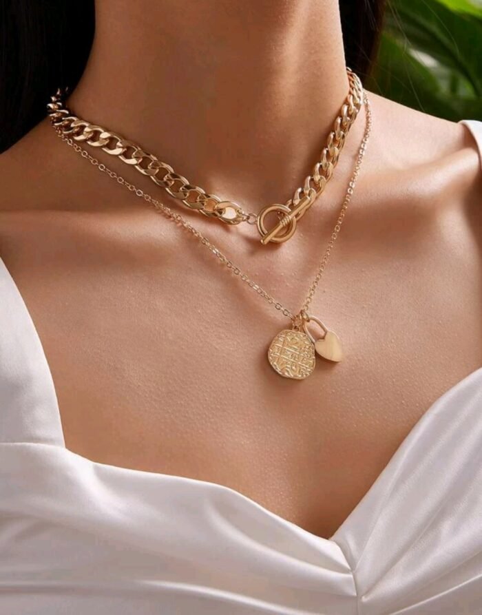1pc Heart Charm Chain Layered Necklace