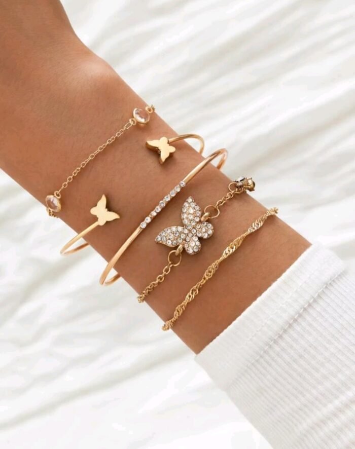 5pcs Rhinestone Butterfly Decor Bracelet