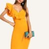 SHEIN One Shoulder Tiered Flounce Slit Back Dress