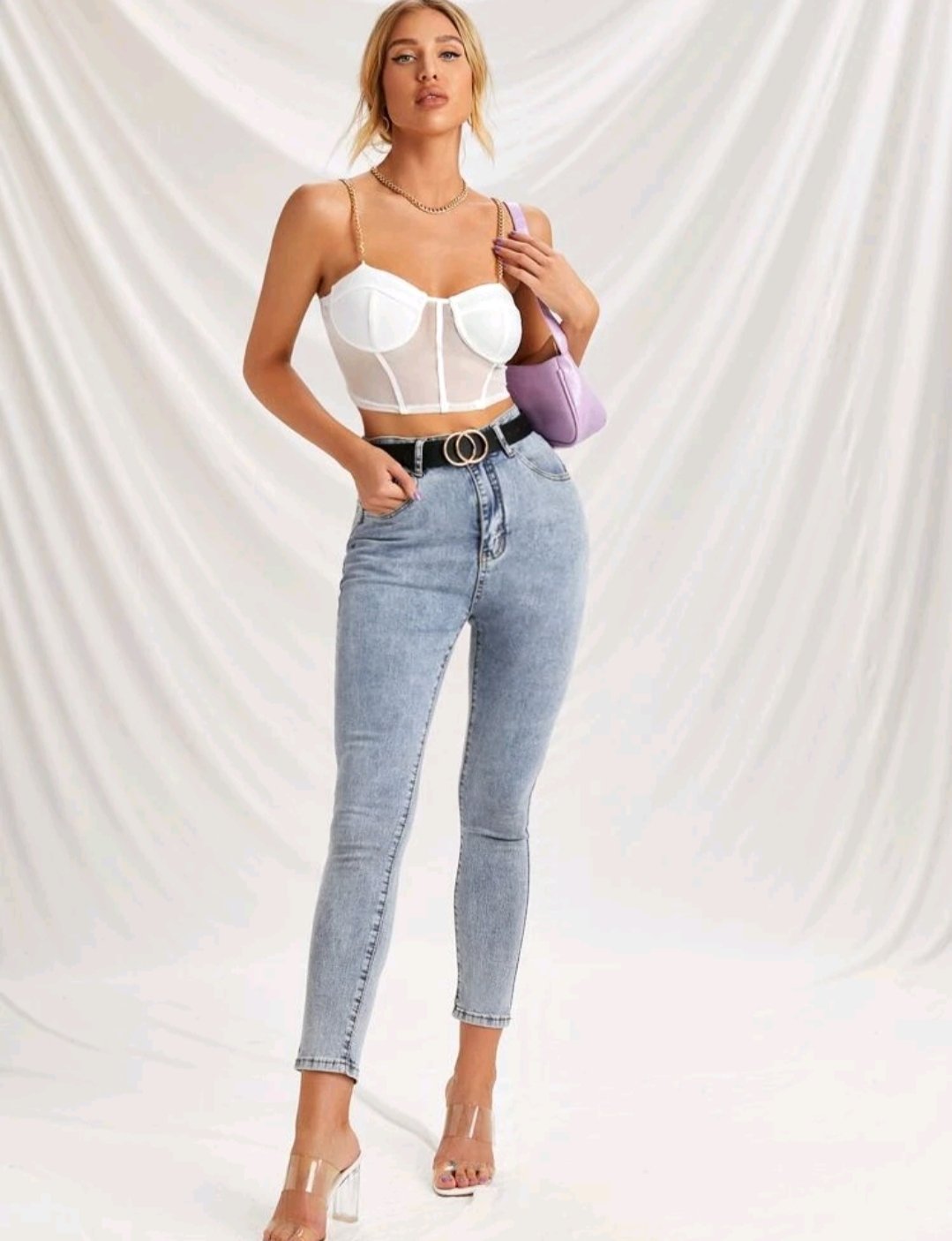 SHEIN Chain Strap Sheer Mesh Bustier Cami Top - Image 4