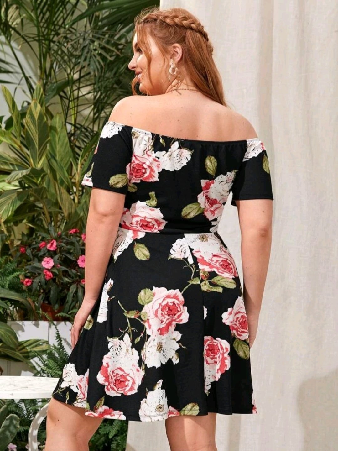 SHEIN Plus Notch Neck Floral Bardot Dress - Image 5