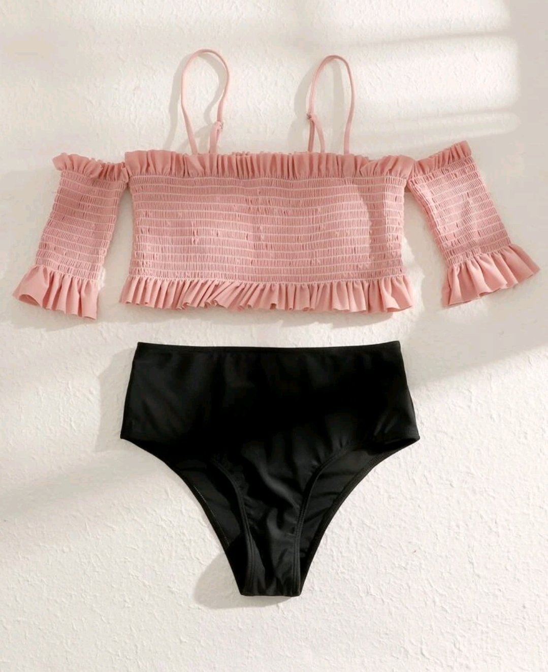 Smocked Frill Trim Bardot Bikini Swimsuit - Image 6