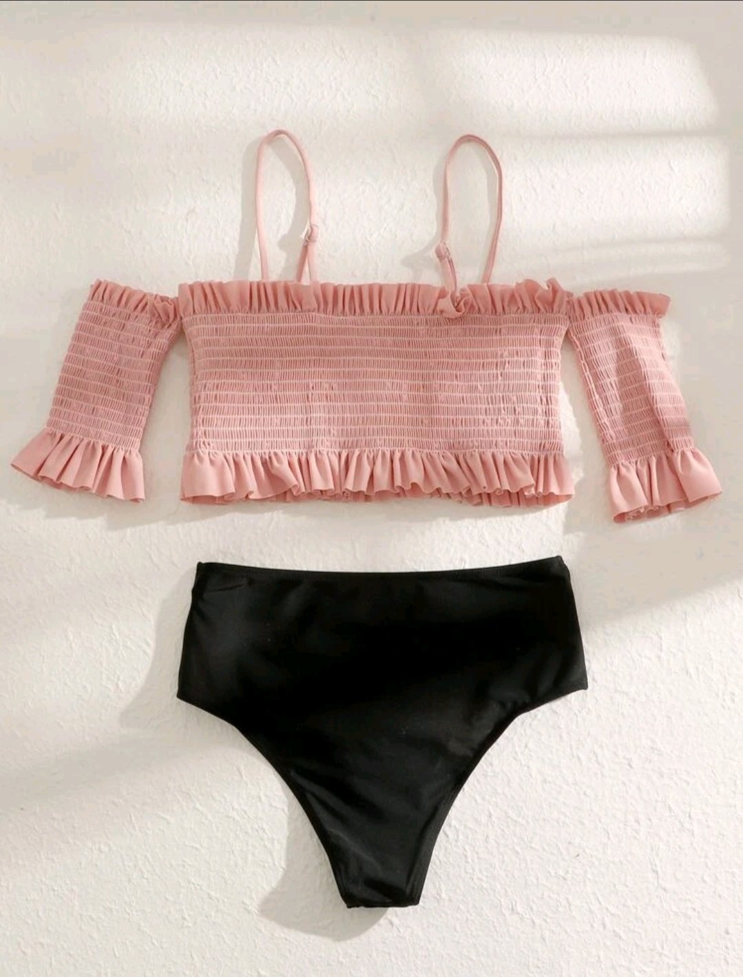 Smocked Frill Trim Bardot Bikini Swimsuit - Image 5