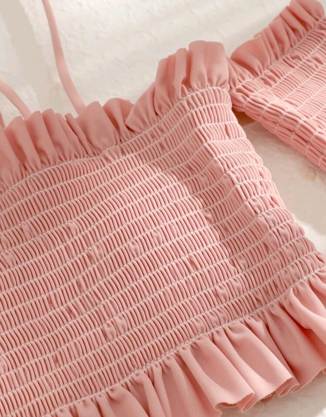 Smocked Frill Trim Bardot Bikini Swimsuit - Image 4