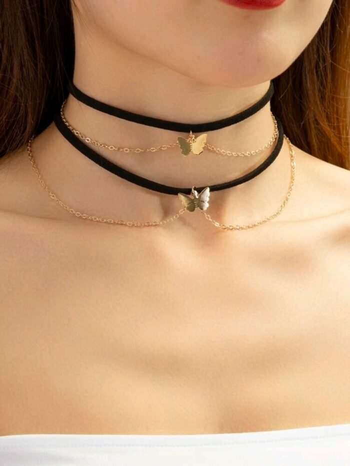 2pcs Butterfly Charm Choker