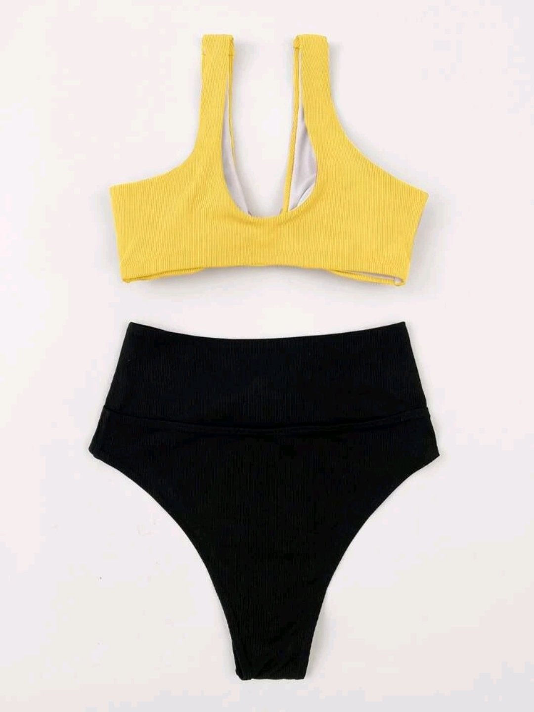 Two Tone Knot High Waisted Bikini Swimsuit - Image 5