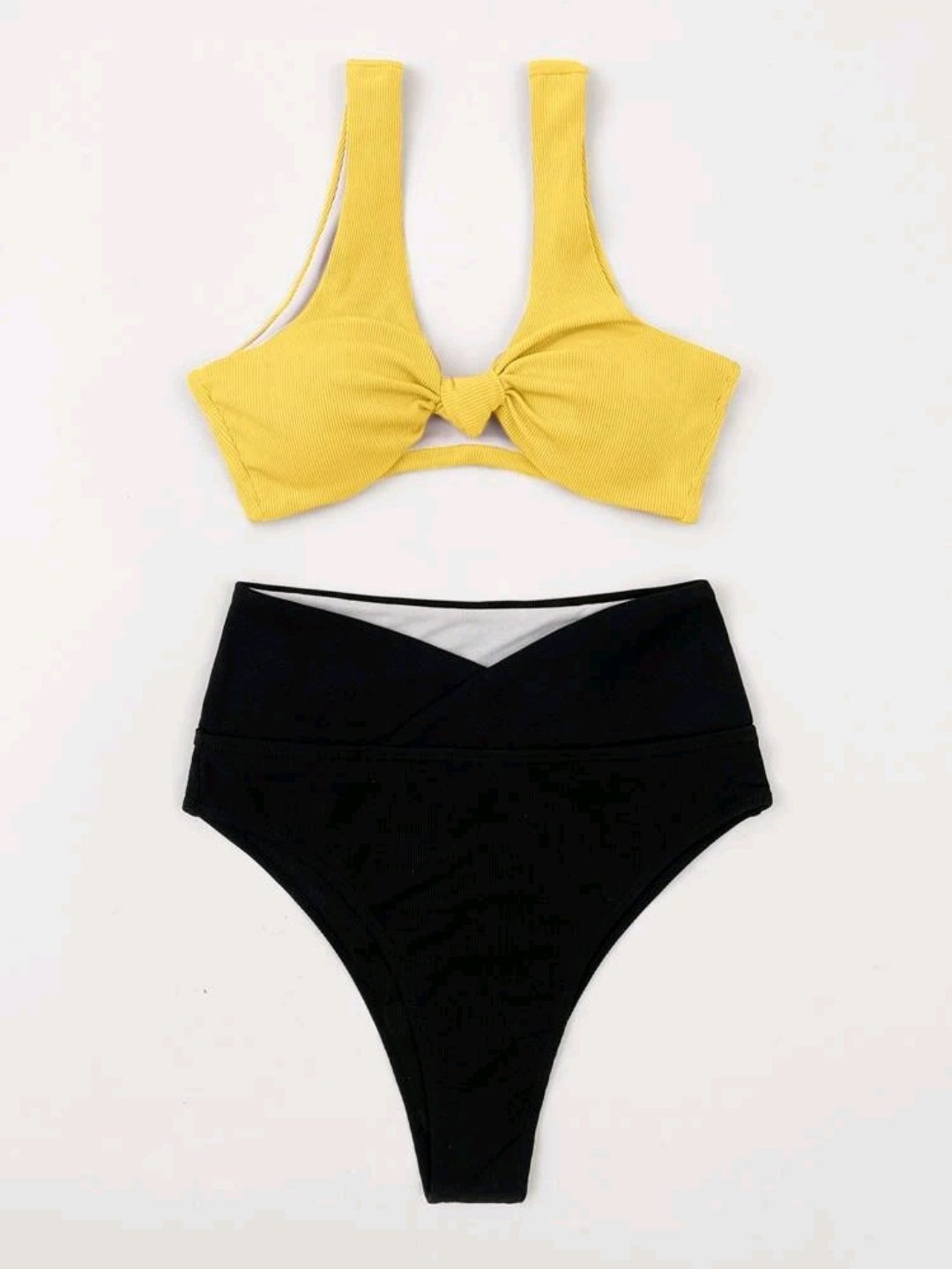 Two Tone Knot High Waisted Bikini Swimsuit - Image 4