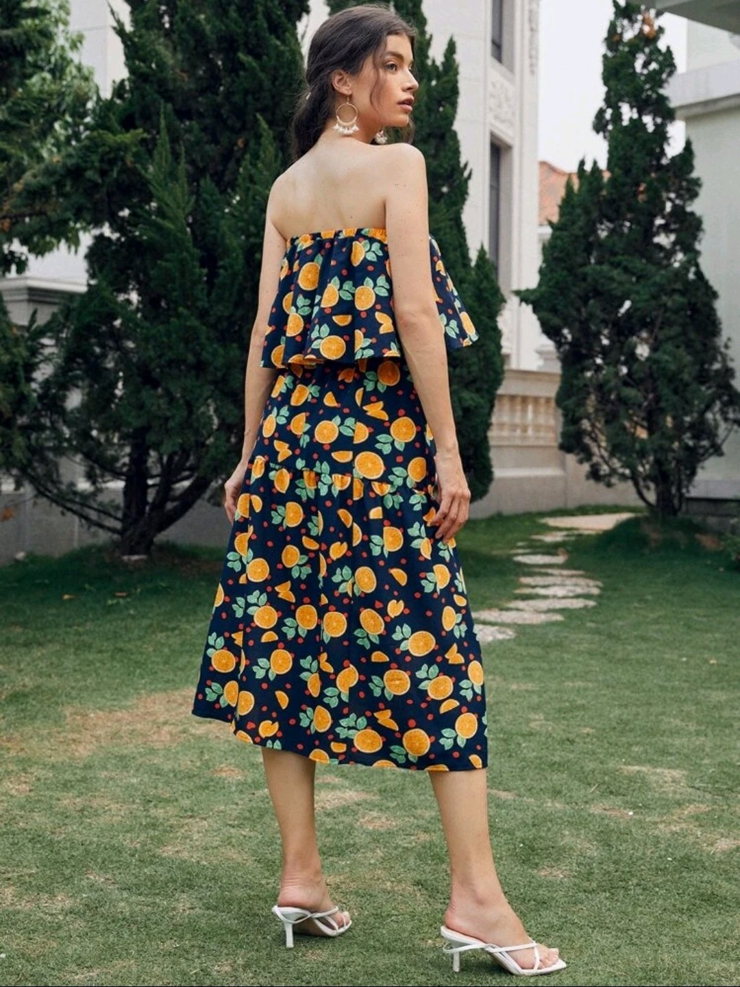 Lemon & Polka-dot Print Tube Top & Skirt Set - Image 4