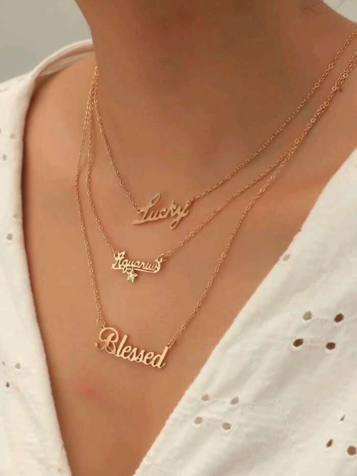 3pcs Letter Charm Necklace