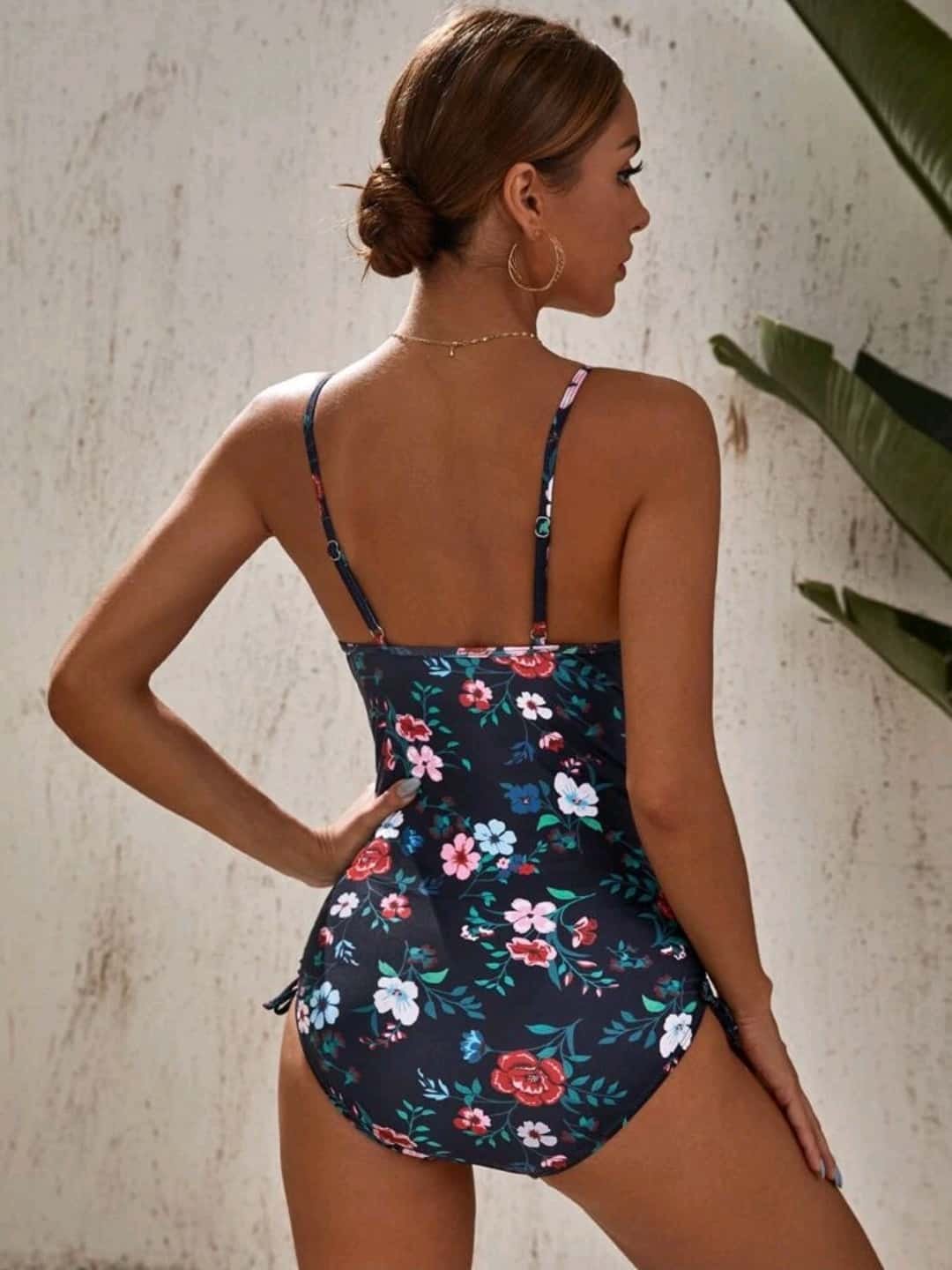 Floral V Wired One Piece Swimsuit - Image 4