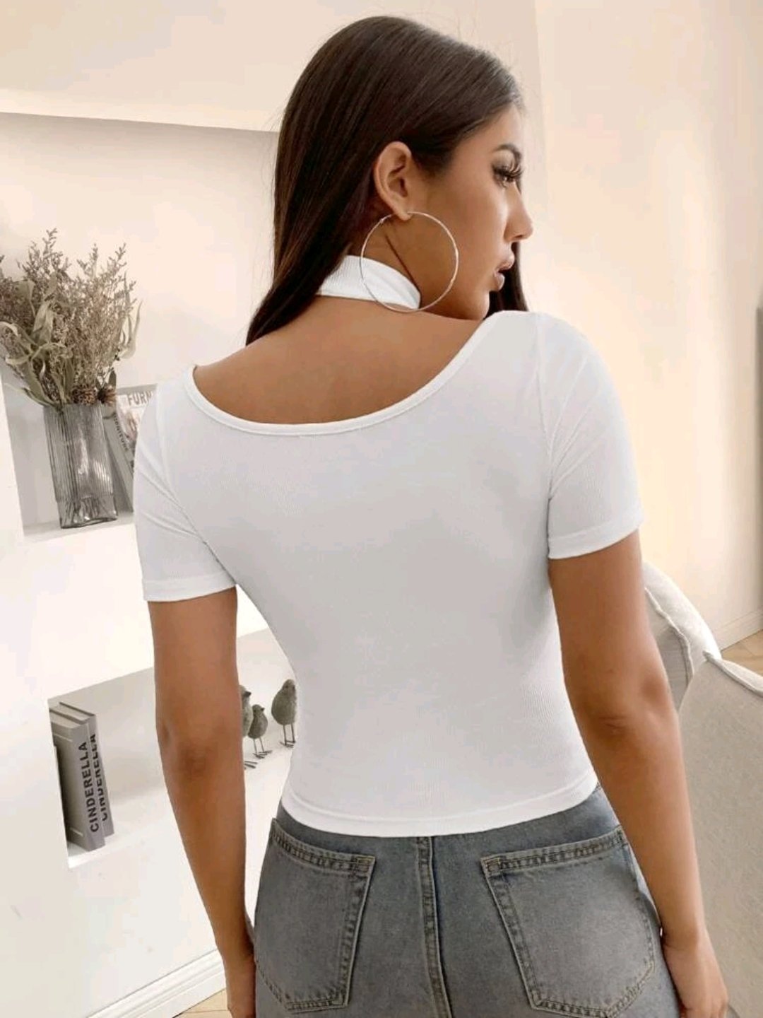 Cut Out Rib-knit Tee - Image 5