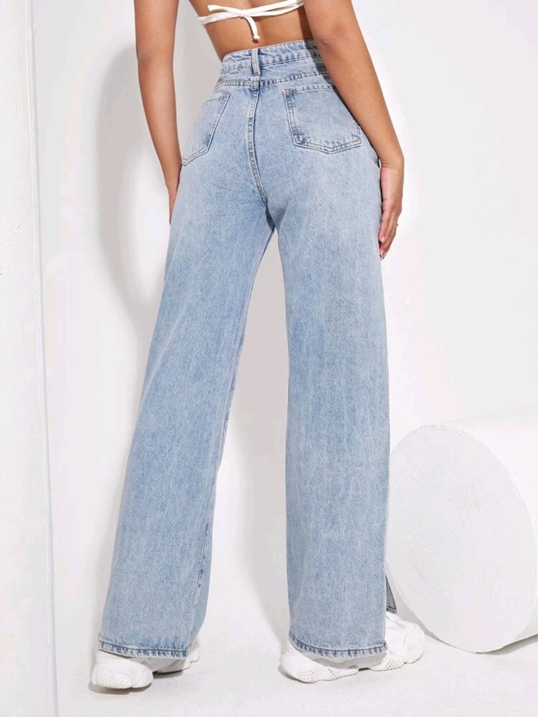 Rainbow Print Split Detail Wide Leg Jeans - Image 4