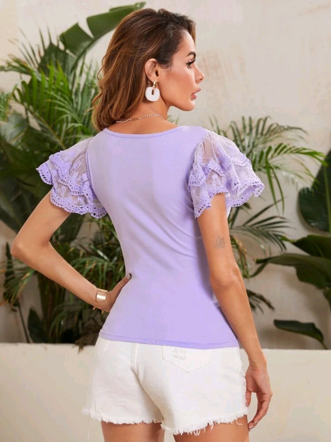 SHEIN Plus Embroidered Mesh Sleeve Top - Image 5