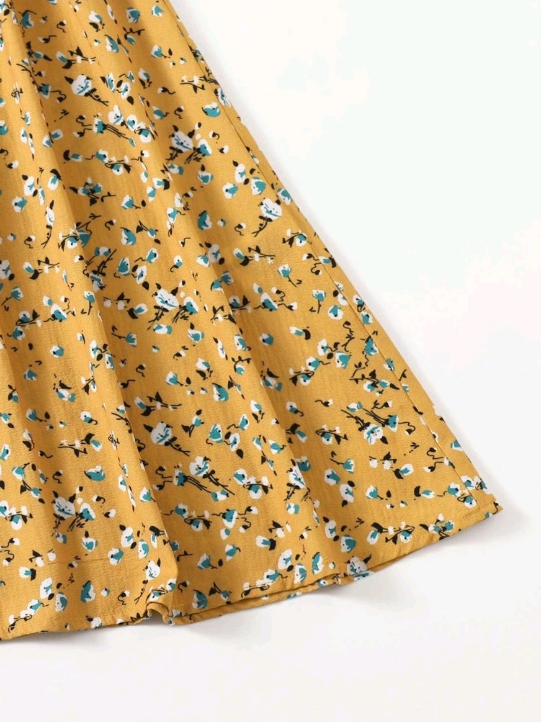 SHEIN Knot Strap Buttoned Front Shirred Bodice Ditsy Floral Dress - Image 2