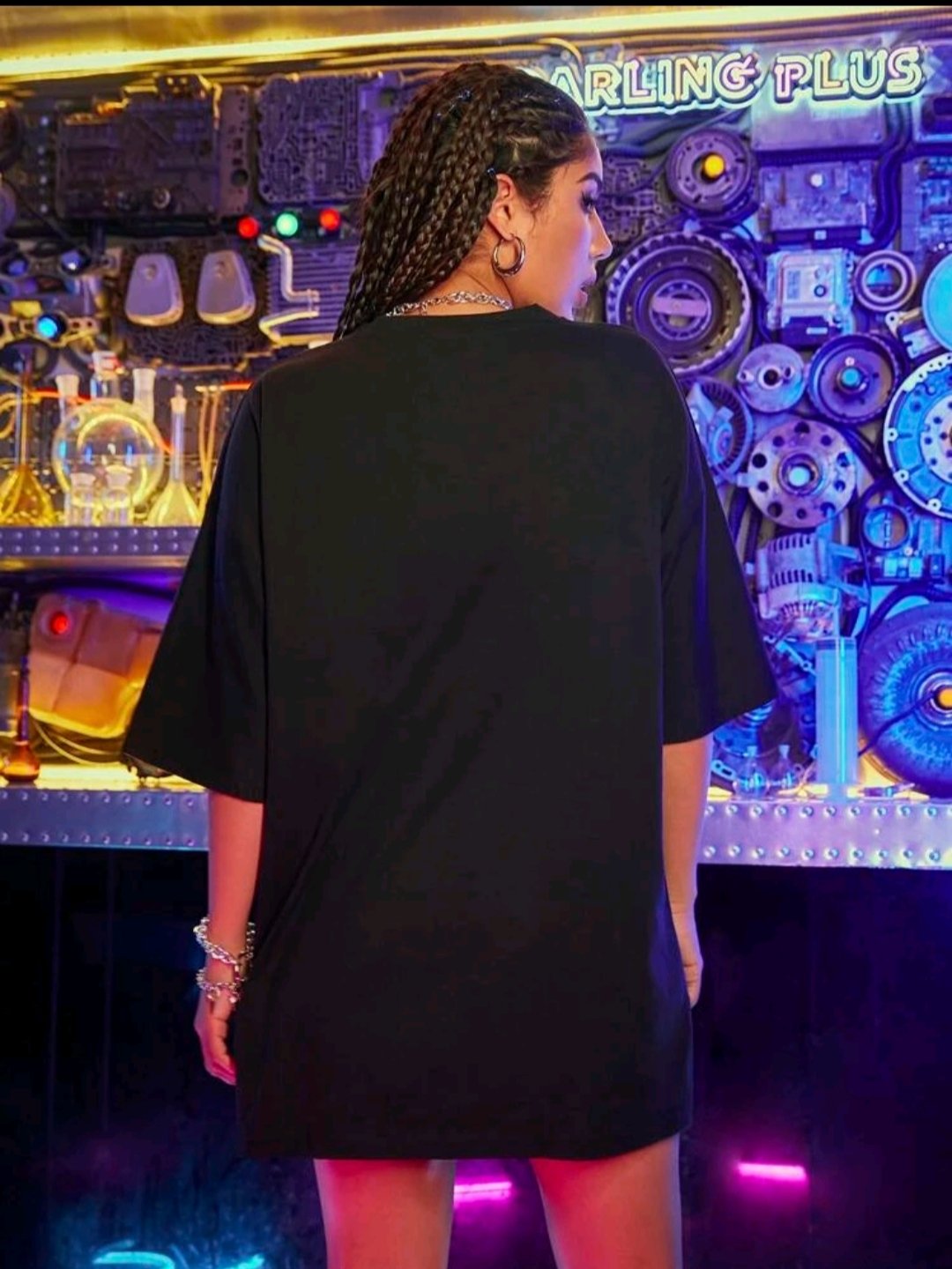 Tropical And Letter Graphic Oversized Tee - Image 6