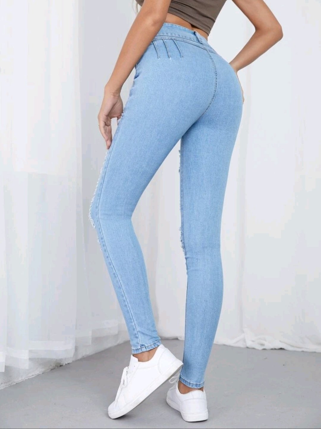 High Waist Ripped Skinny Jeans - Image 5