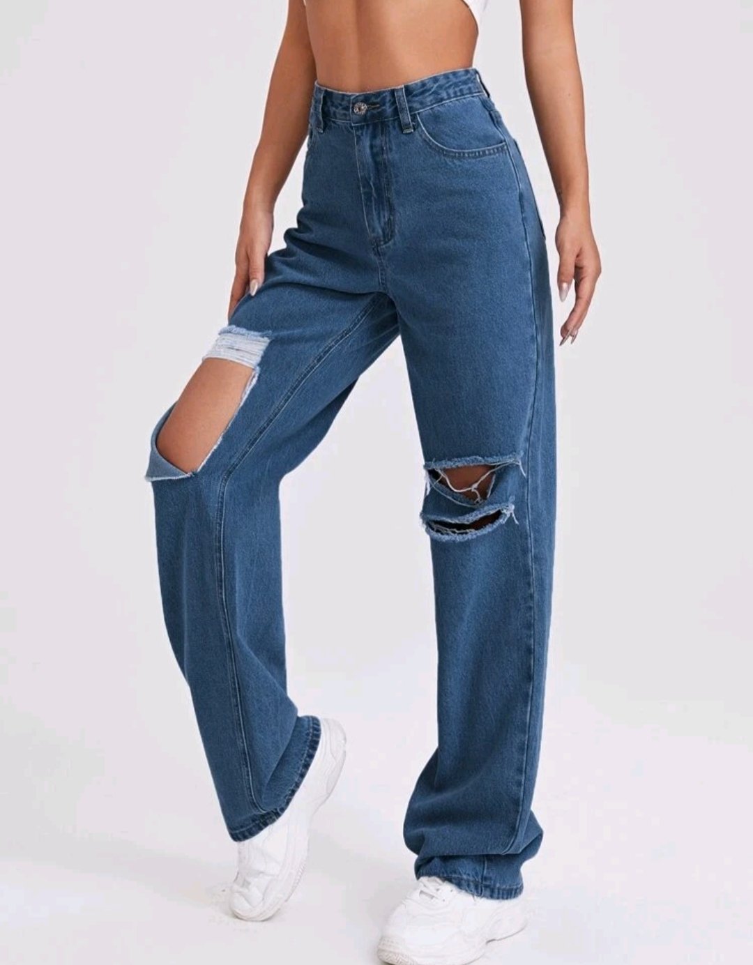 High Waist Ripped Jeans - Image 3