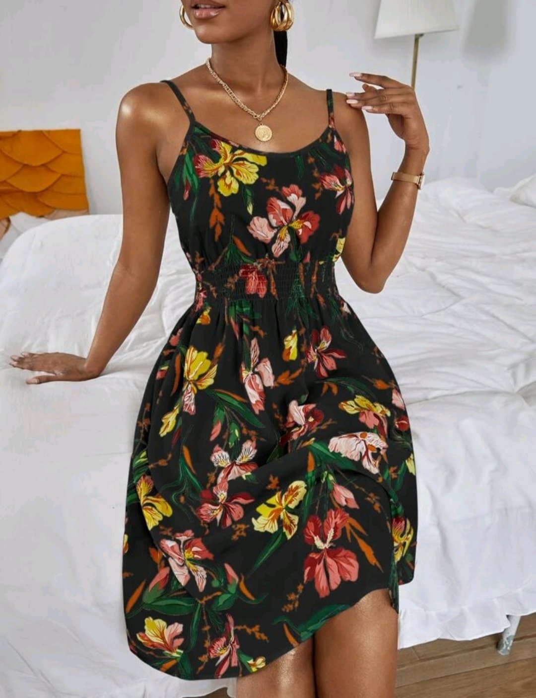Floral Print Shirred Cami Dress - Image 2