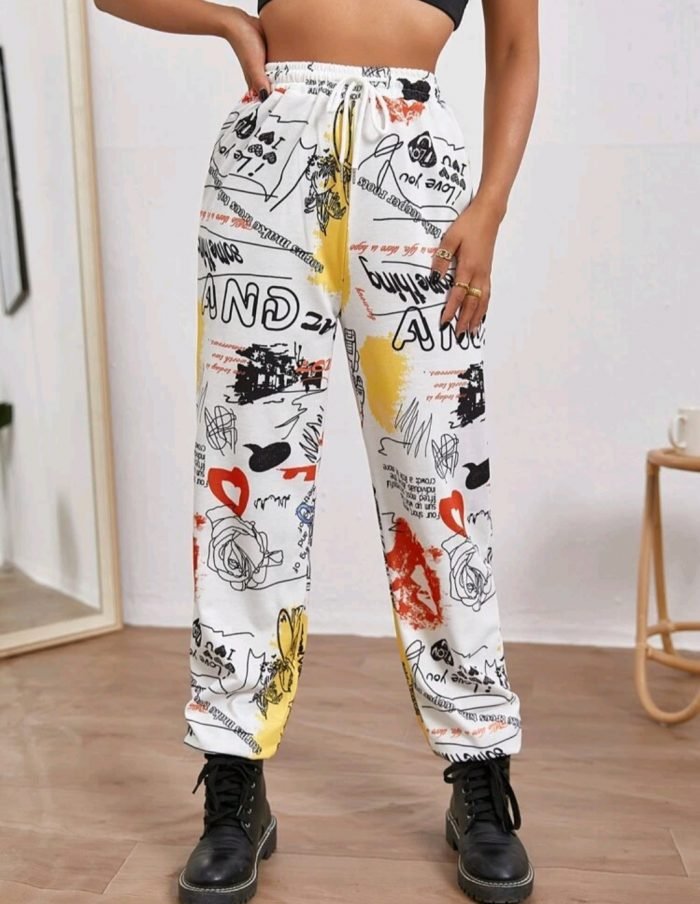 Graffiti And Letter Graphic Sweatpants