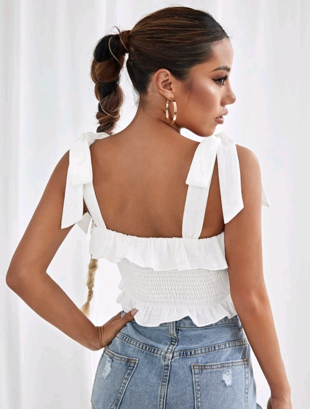 SHEIN Tie Shoulder Shirred Detail Cami Top - Image 5